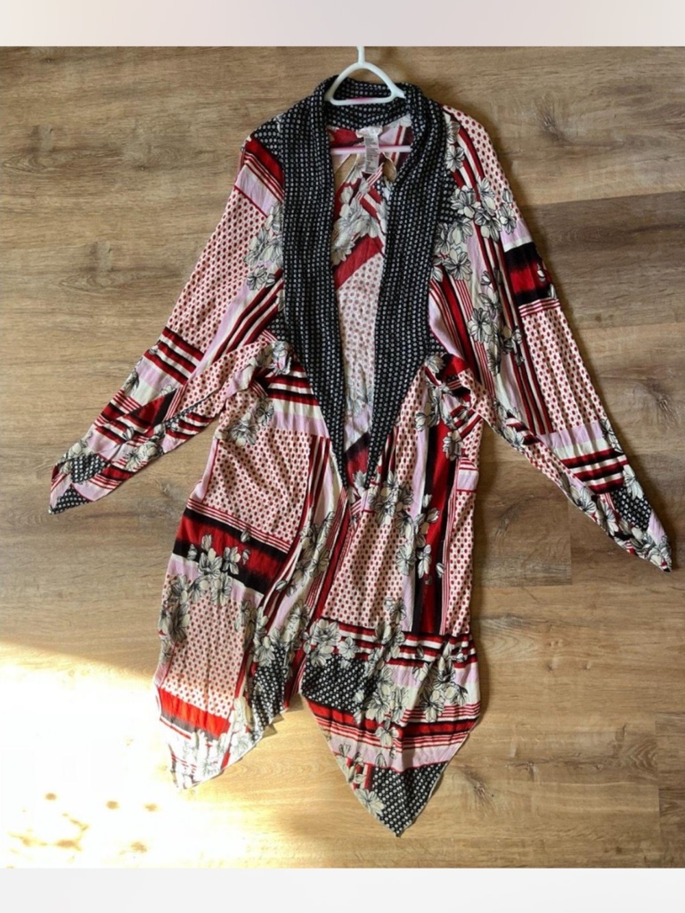 NWOT Free People Luxurious Morning Glory Kimono with Floral & Stripe Design